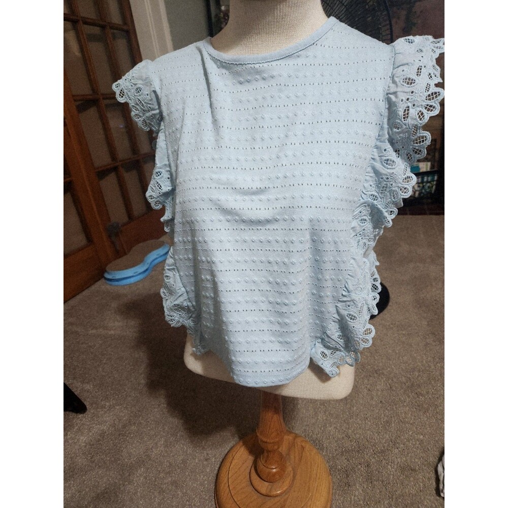 SO Broderie Sleeveless Crop Frill Top With Swiss Dots Sz. Xxl
